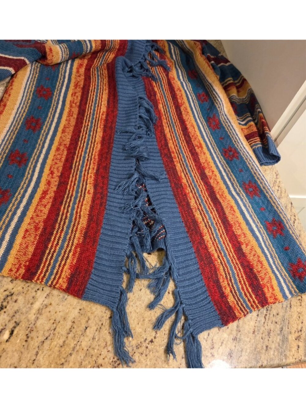 Wrangler Open Cardigan Sweater Womens M Fringe Aztec Southwestern Cowgirl - Picture 5 of 14